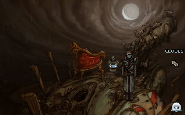 Horatio und Crispin haben es sich an der Absturzstelle ihres Raumschiffs gemütlich gemacht. Horatio und Crispin haben es sich an der Absturzstelle ihres Raumschiffs gemütlich gemacht.