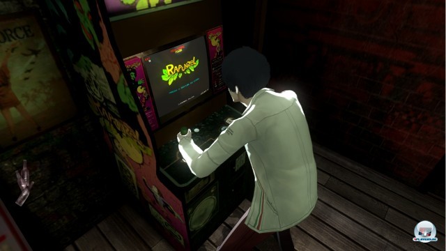 Um sich auf die Story-Puzzles vorzubereiten, kann man im Stray Sheep an einem "8-Bit-Automaten" trainieren.