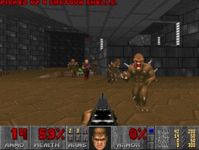 Ein Space Marine, eine Shotgun, die Horden der H�lle im Anmarsch - das war Doom!