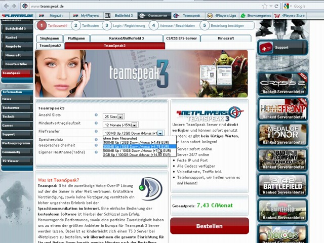 Teamspeak 3-Server bei 4Netplayers bestellen